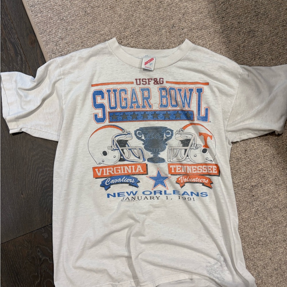 Jerzees Sugar Bowl Graphic Tee - White, Orange, Blue